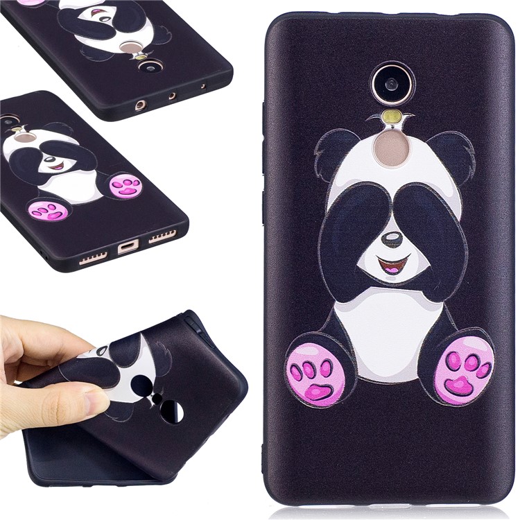 Embossed Pattern Matte TPU Phone Back Mobile Phone Casing for Xiaomi Redmi Note 4X - Shy Panda-1