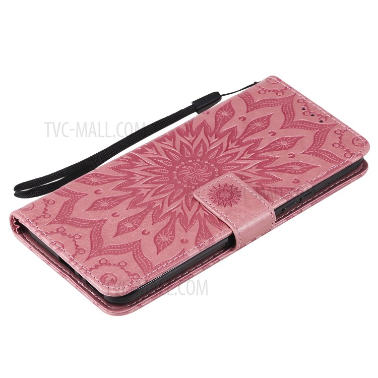 Flower Pattern Imprinting PU Leather Wallet Phone Cover with Stand for Xiaomi Mi 11 Pro - Pink-10