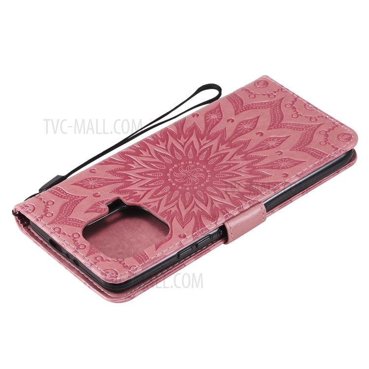 Flower Pattern Imprinting PU Leather Wallet Phone Cover with Stand for Xiaomi Mi 11 Pro - Pink-11