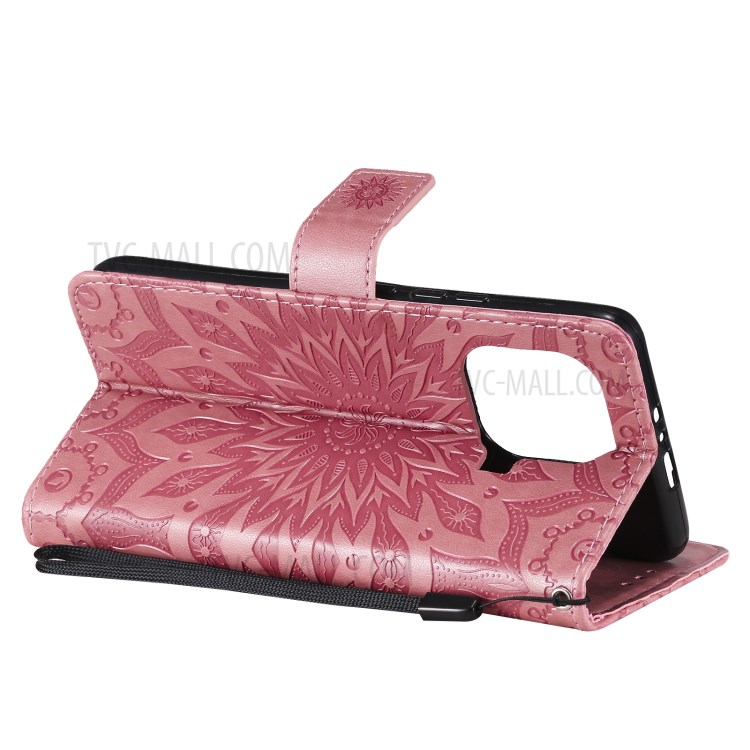 Flower Pattern Imprinting PU Leather Wallet Phone Cover with Stand for Xiaomi Mi 11 Pro - Pink-7