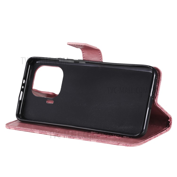 Flower Pattern Imprinting PU Leather Wallet Phone Cover with Stand for Xiaomi Mi 11 Pro - Pink-9