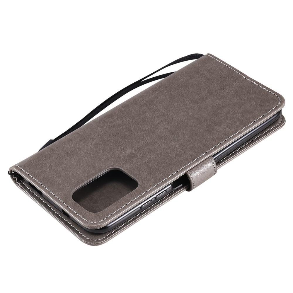 Unique Cat and Bee Pattern Imprinting Leather Wallet Phone Case with Stand for Xiaomi Redmi Note 10 4G/Note 10S - Grey-11