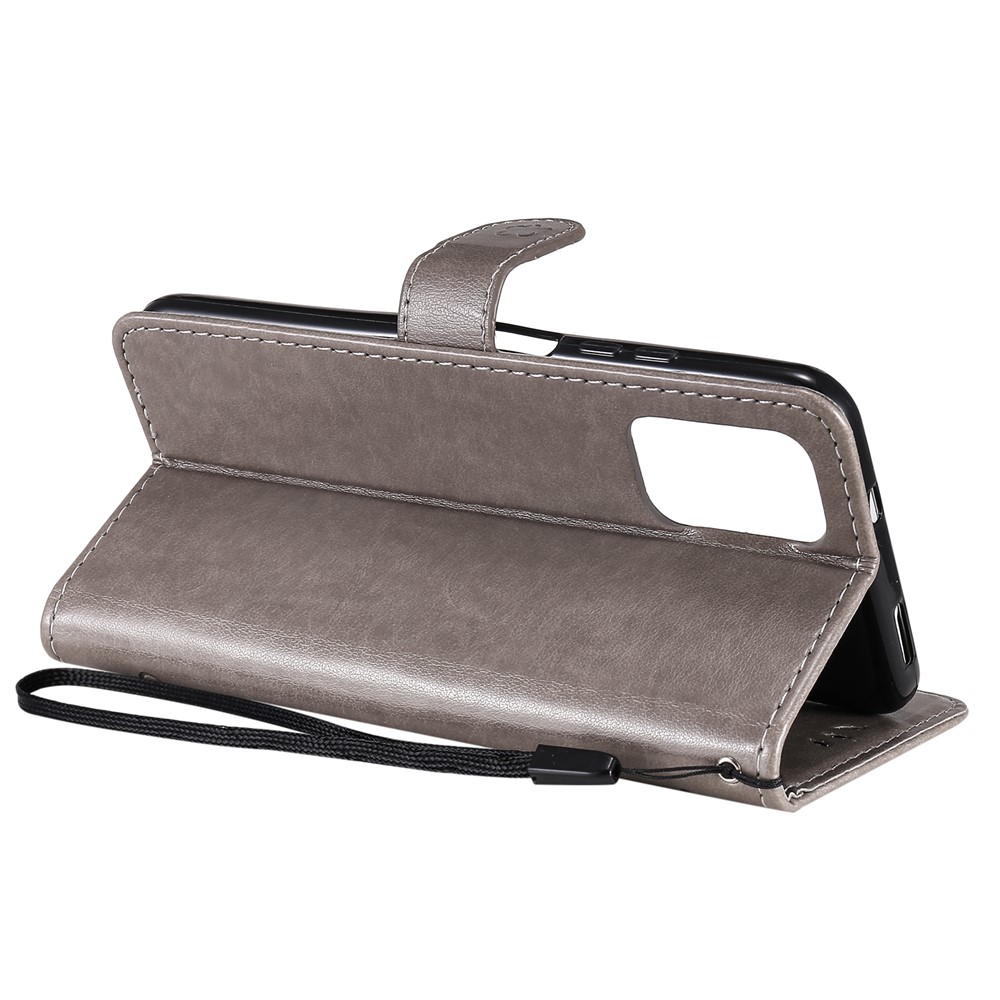 Unique Cat and Bee Pattern Imprinting Leather Wallet Phone Case with Stand for Xiaomi Redmi Note 10 4G/Note 10S - Grey-6