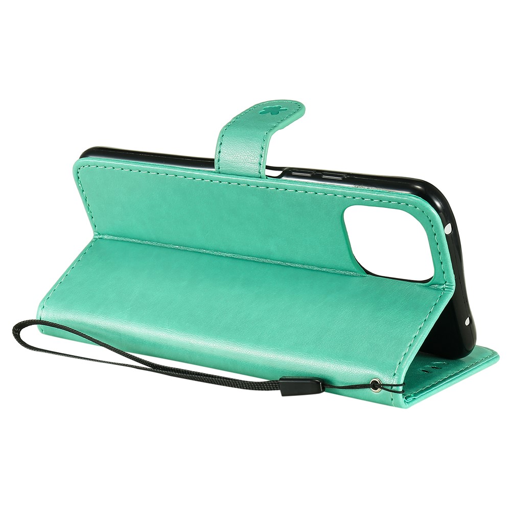 Unique Cat and Bee Pattern Imprinting Folio Flip Leather Case with Wallet Stand for Xiaomi Mi 11 Lite 4G/5G - Green-8