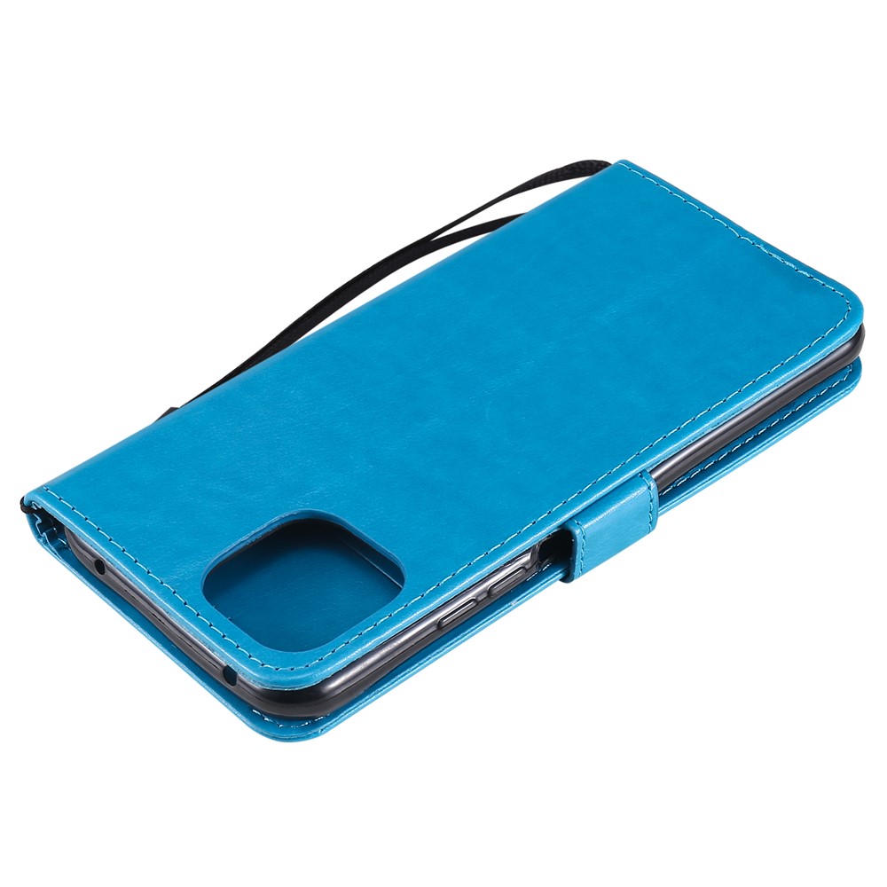 Unique Cat and Bee Pattern Imprinting Folio Flip Leather Case with Wallet Stand for Xiaomi Mi 11 Lite 4G/5G - Blue-11