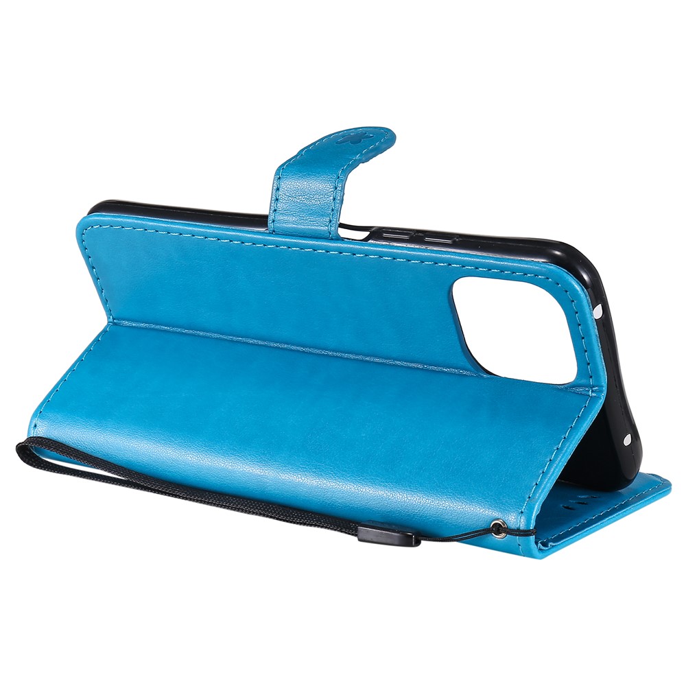 Unique Cat and Bee Pattern Imprinting Folio Flip Leather Case with Wallet Stand for Xiaomi Mi 11 Lite 4G/5G - Blue-8