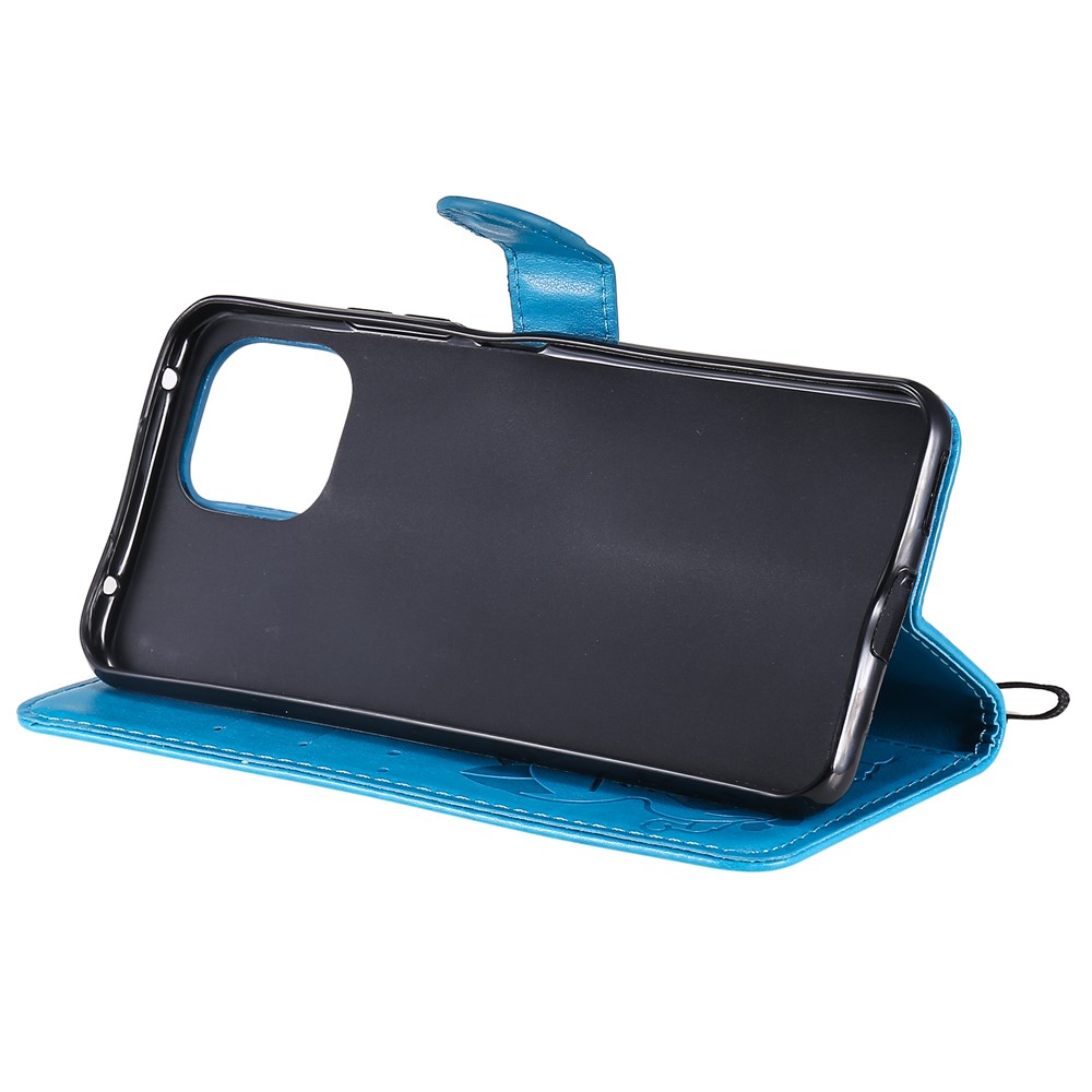 Unique Cat and Bee Pattern Imprinting Folio Flip Leather Case with Wallet Stand for Xiaomi Mi 11 Lite 4G/5G - Blue-9