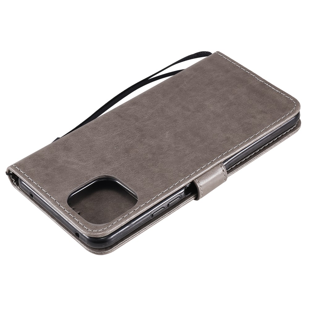 Unique Cat and Bee Pattern Imprinting Folio Flip Leather Case with Wallet Stand for Xiaomi Mi 11 Lite 4G/5G - Grey-11