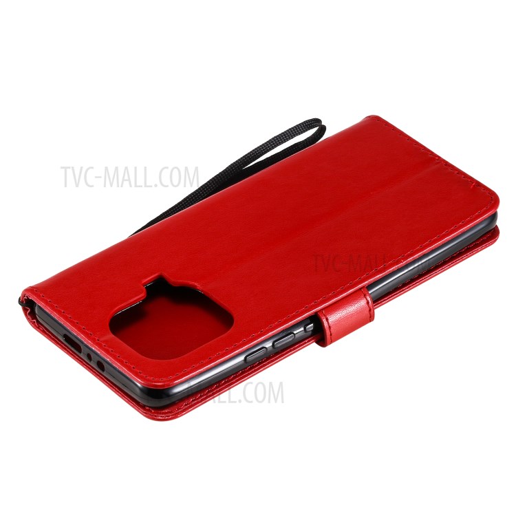 Imprint Unique Cat and Bee Pattern Leather Case with Wallet Stand for Xiaomi Mi 11 Pro - Red-11