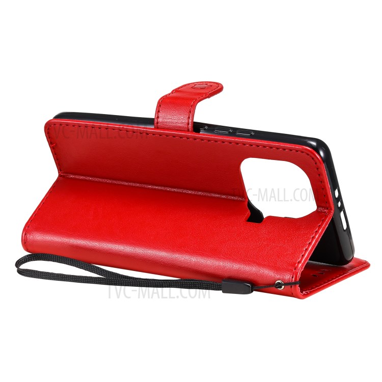 Imprint Unique Cat and Bee Pattern Leather Case with Wallet Stand for Xiaomi Mi 11 Pro - Red-8