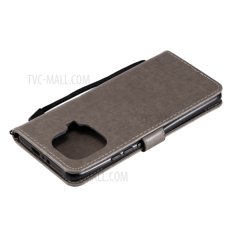 Imprint Unique Cat and Bee Pattern Leather Case with Wallet Stand for Xiaomi Mi 11 Pro - Grey-11
