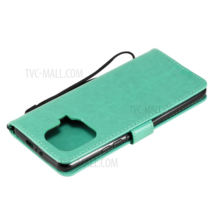 Imprint Unique Cat and Bee Pattern Leather Case with Wallet Stand for Xiaomi Mi 11 Pro - Green-11