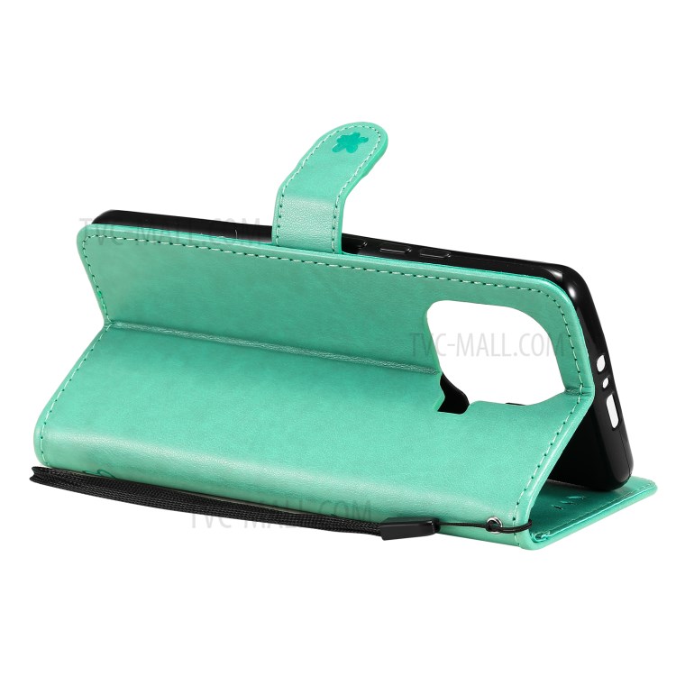 Imprint Unique Cat and Bee Pattern Leather Case with Wallet Stand for Xiaomi Mi 11 Pro - Green-8