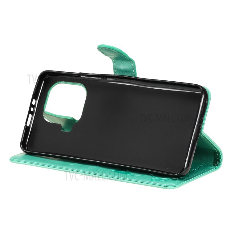 Imprint Unique Cat and Bee Pattern Leather Case with Wallet Stand for Xiaomi Mi 11 Pro - Green-9
