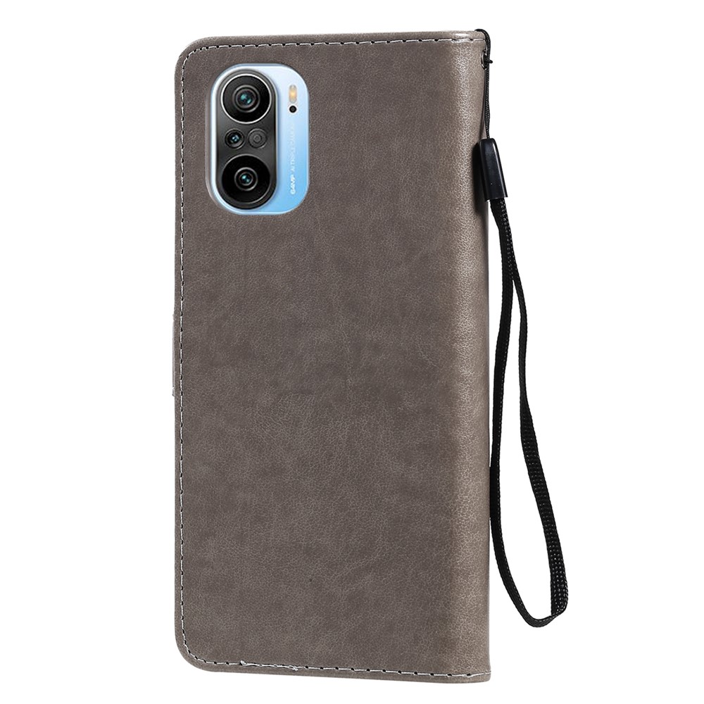 Magnetic Closing Cat and Bee Pattern Imprinting Leather Case with Wallet Stand for Xiaomi Redmi K40/K40 Pro/Mi 11i/Poco F3 - Grey-3