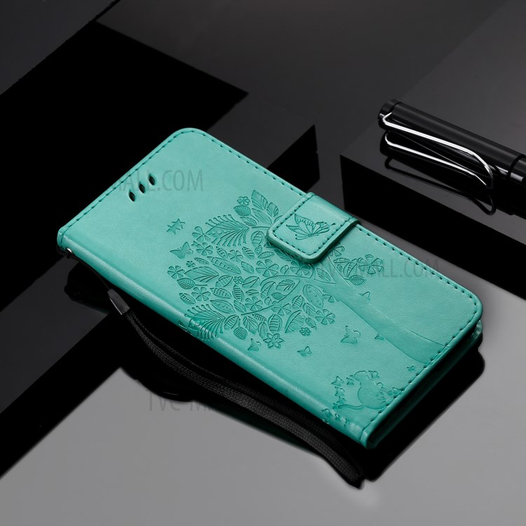Imprinted Cat Tree Leather Coated TPU Card Holder Case with Kickstand for Xiaomi Redmi Note 10 5G / Poco M3 Pro 5G - Green-10