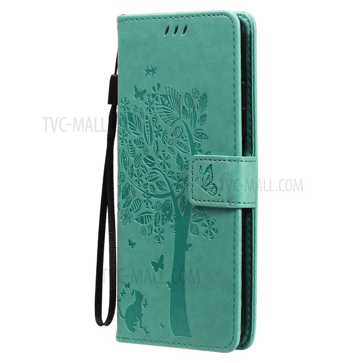 Imprinted Cat Tree Leather Coated TPU Card Holder Case with Kickstand for Xiaomi Redmi Note 10 5G / Poco M3 Pro 5G - Green-3