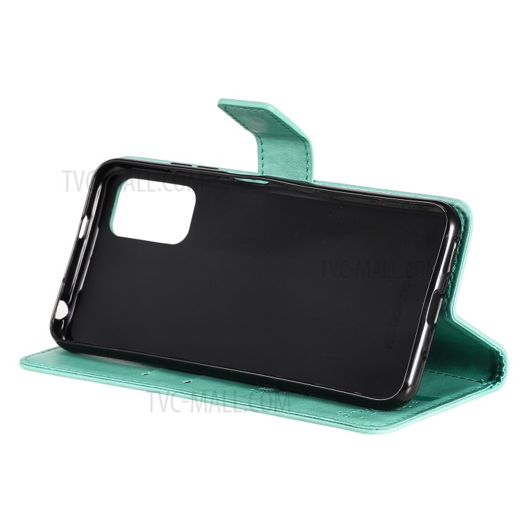 Imprinted Cat Tree Leather Coated TPU Card Holder Case with Kickstand for Xiaomi Redmi Note 10 5G / Poco M3 Pro 5G - Green-5