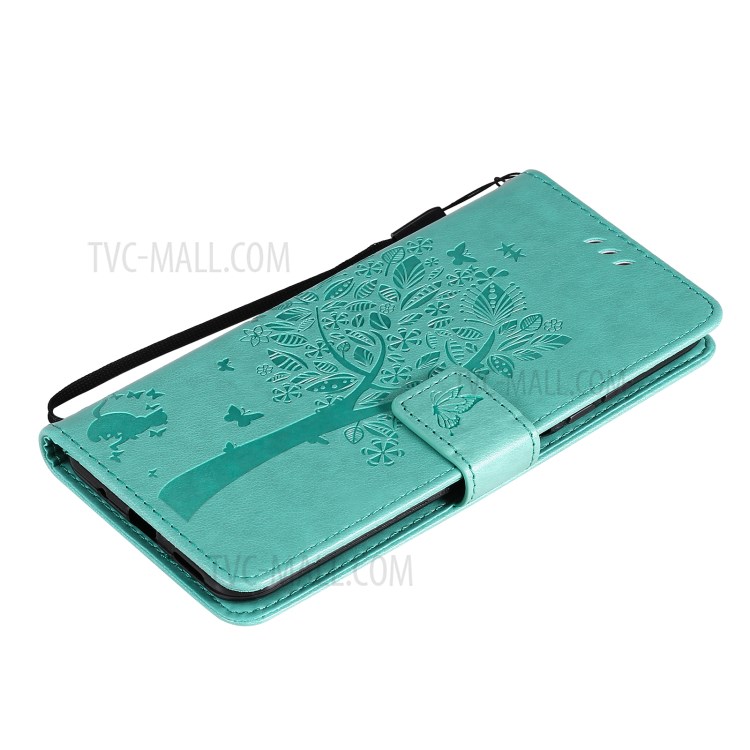 Imprinted Cat Tree Leather Coated TPU Card Holder Case with Kickstand for Xiaomi Redmi Note 10 5G / Poco M3 Pro 5G - Green-8