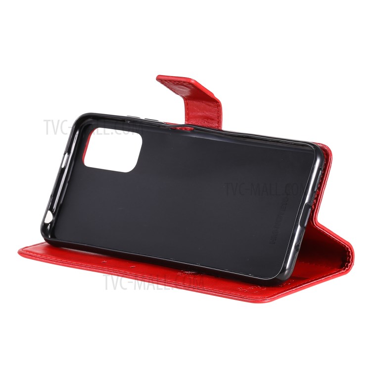 Imprinted Cat Tree Leather Coated TPU Card Holder Case with Kickstand for Xiaomi Redmi Note 10 5G / Poco M3 Pro 5G - Red-5