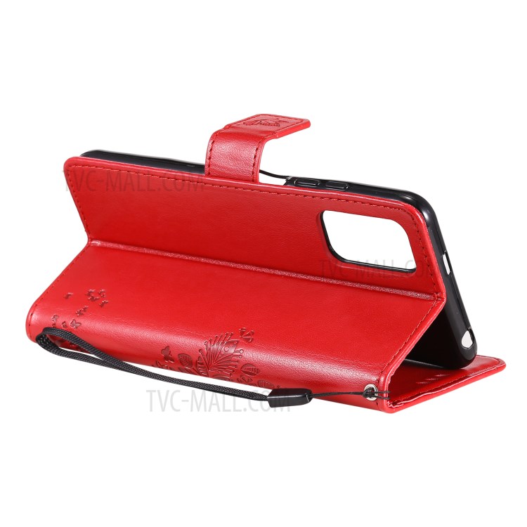 Imprinted Cat Tree Leather Coated TPU Card Holder Case with Kickstand for Xiaomi Redmi Note 10 5G / Poco M3 Pro 5G - Red-6