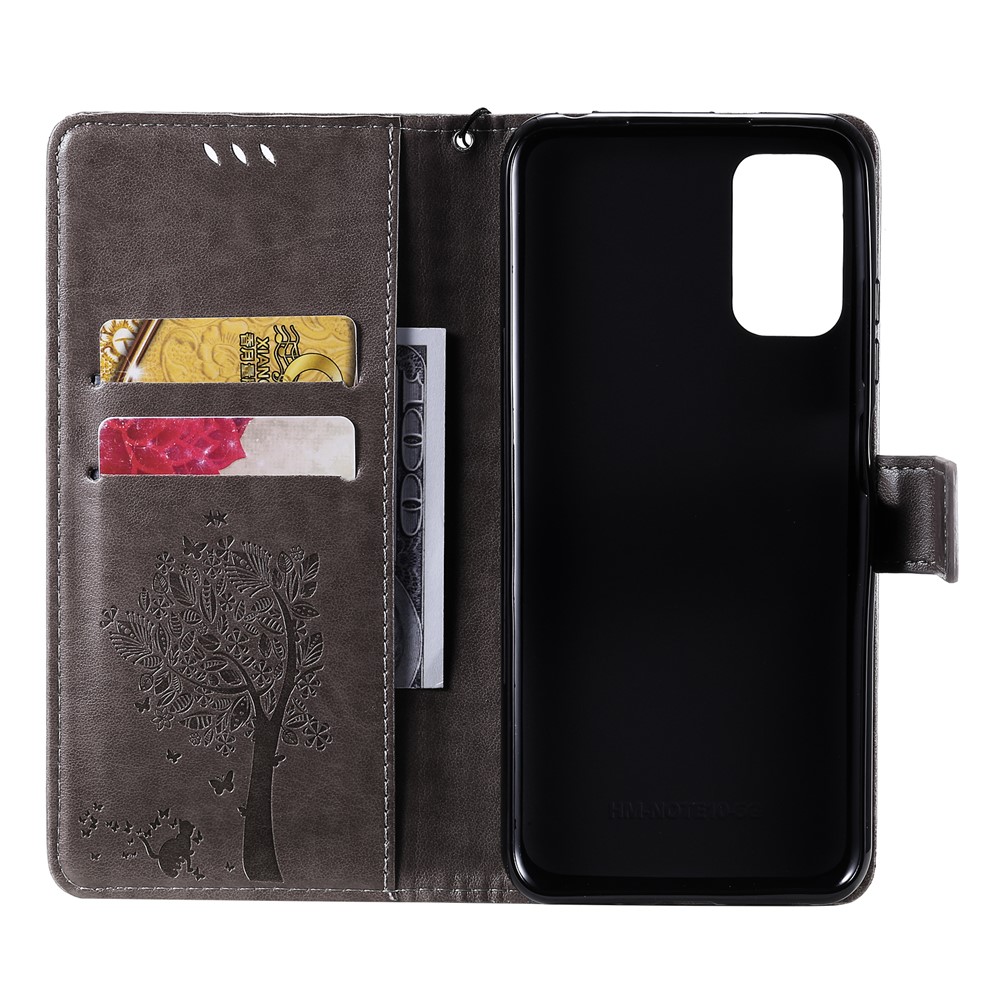 Imprinted Cat Tree Leather Coated TPU Card Holder Case with Kickstand for Xiaomi Redmi Note 10 5G / Poco M3 Pro 5G - Grey-7