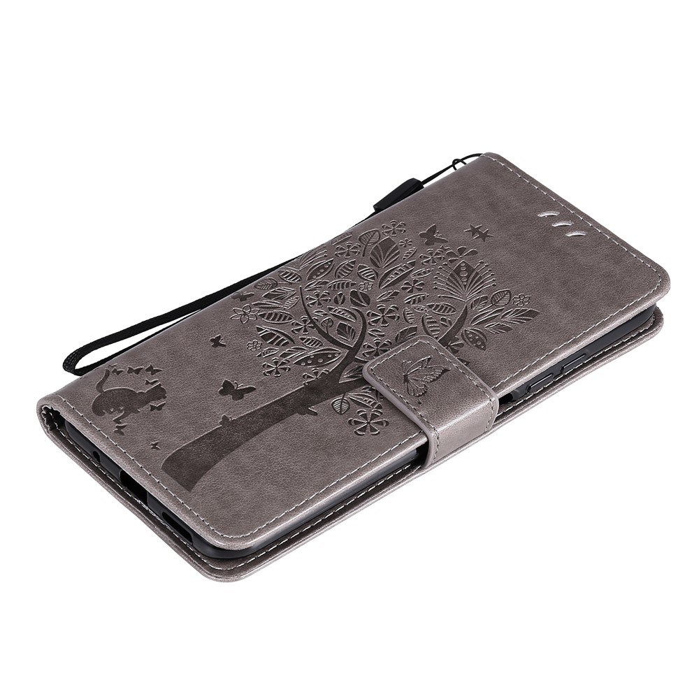 Imprinted Cat Tree Leather Coated TPU Card Holder Case with Kickstand for Xiaomi Redmi Note 10 5G / Poco M3 Pro 5G - Grey-8