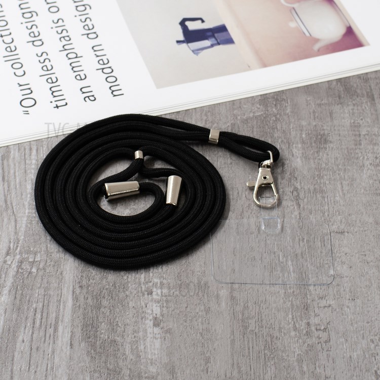 TPU + Acrylic Combo Crystal Clear Hybrid Back Phone Cover Shell with Adjustable Lanyard for Xiaomi Redmi 9C - Black-4