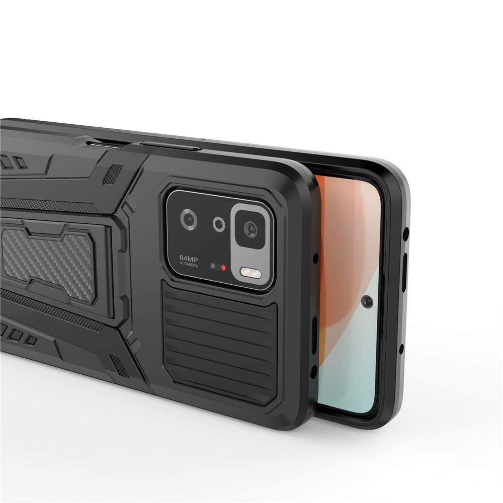Kickstand Holder Hybrid Hard PC Soft TPU Dual Layer Slim Protective Cover for Xiaomi Redmi Note 10 Pro 5G Black-10