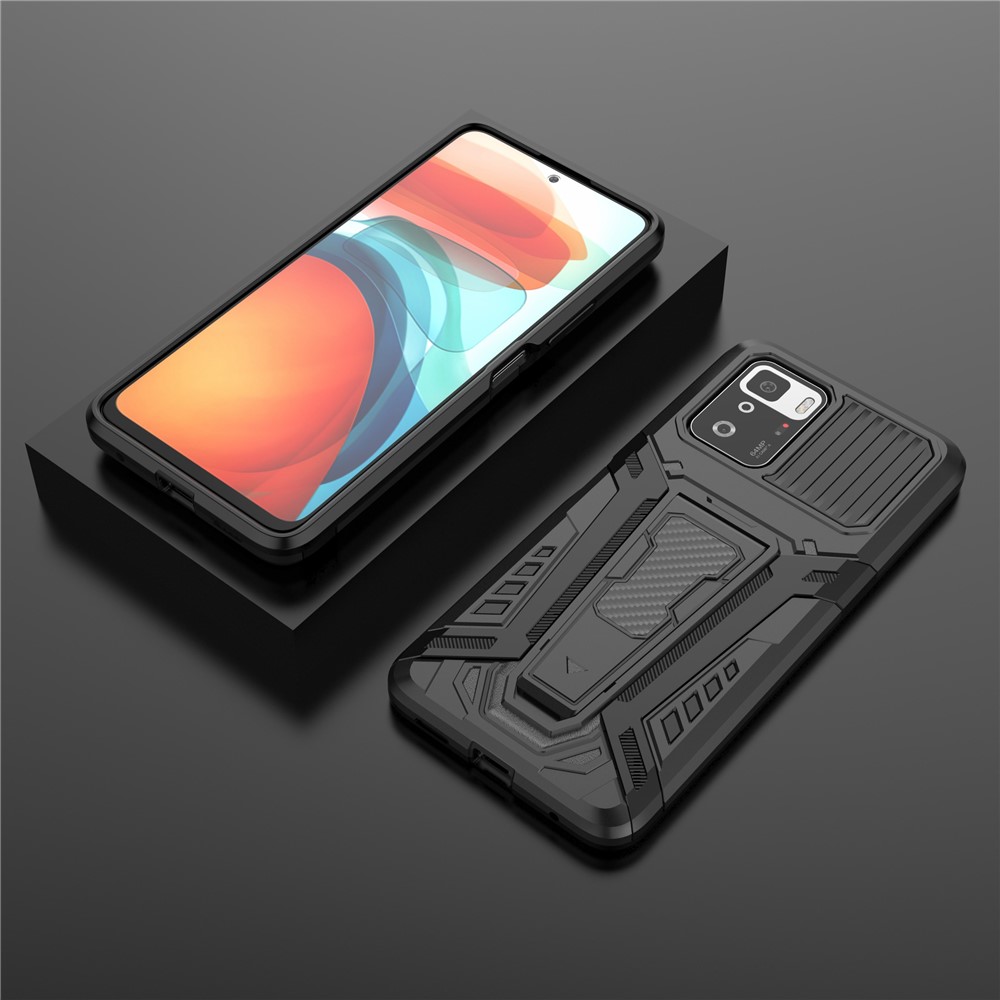 Kickstand Holder Hybrid Hard PC Soft TPU Dual Layer Slim Protective Cover for Xiaomi Redmi Note 10 Pro 5G Black-13