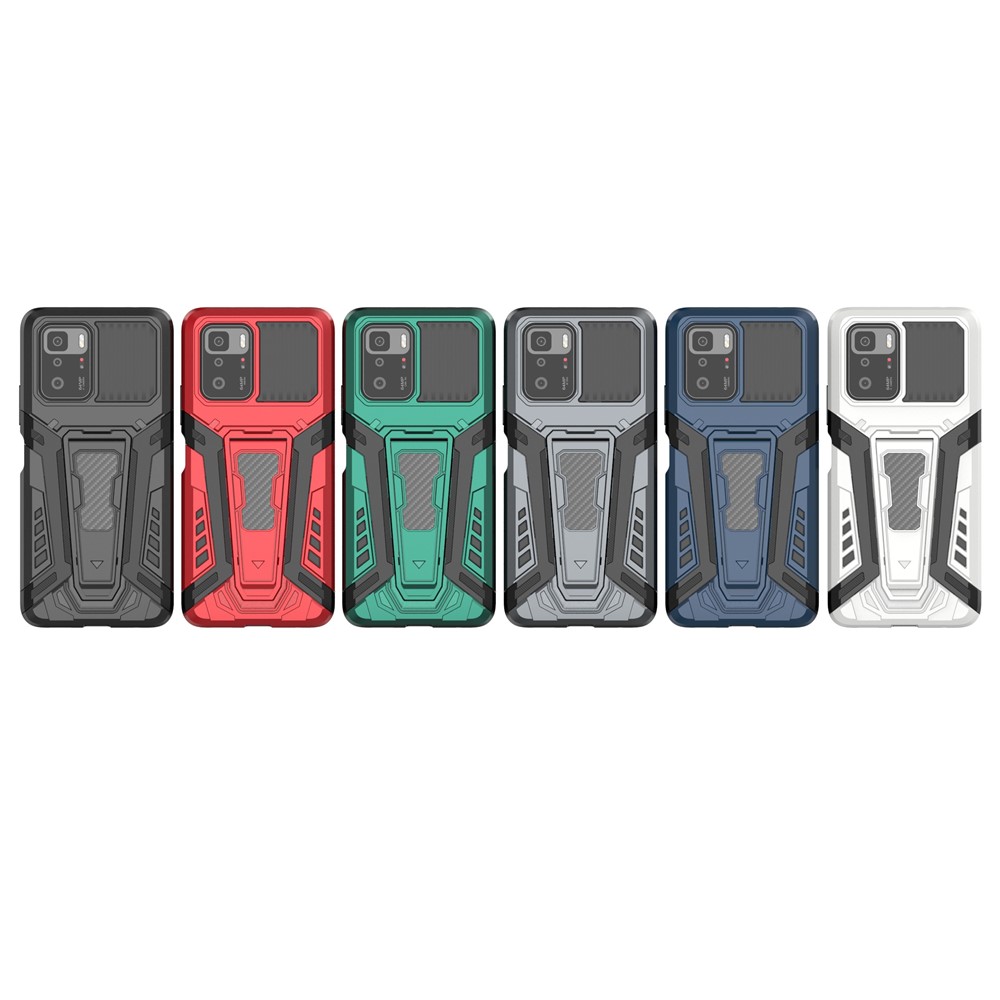 Kickstand Holder Hybrid Hard PC Soft TPU Dual Layer Slim Protective Cover for Xiaomi Redmi Note 10 Pro 5G Black-14