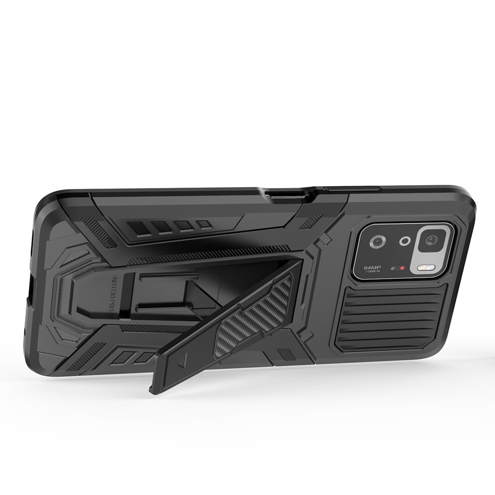 Kickstand Holder Hybrid Hard PC Soft TPU Dual Layer Slim Protective Cover for Xiaomi Redmi Note 10 Pro 5G Black-3