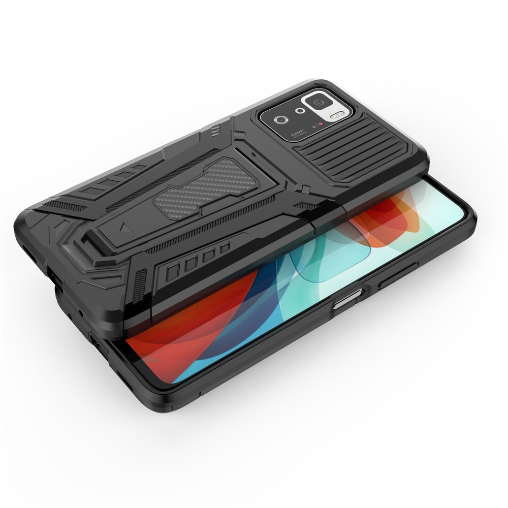 Kickstand Holder Hybrid Hard PC Soft TPU Dual Layer Slim Protective Cover for Xiaomi Redmi Note 10 Pro 5G Black-9