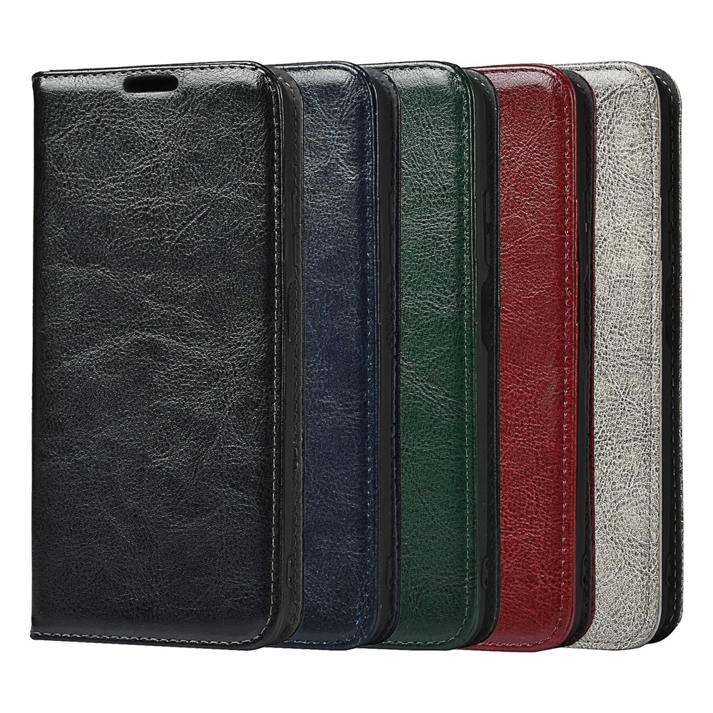 Genuine Leather Crazy Horse Texture Wallet Stand Phone Case Protector for Xiaomi Redmi Note 9 4G (Qualcomm Snapdragon 662) - Black-10