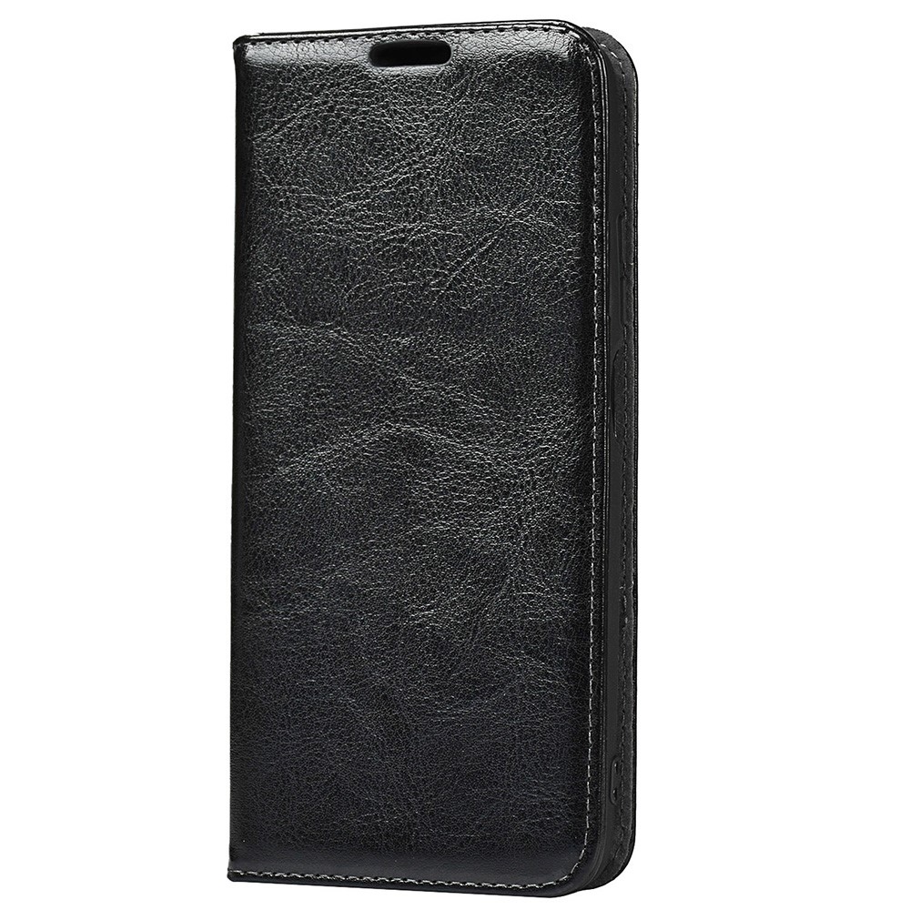 Genuine Leather Crazy Horse Texture Wallet Stand Phone Case Protector for Xiaomi Redmi Note 9 4G (Qualcomm Snapdragon 662) - Black-2