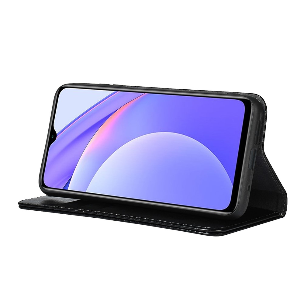Genuine Leather Crazy Horse Texture Wallet Stand Phone Case Protector for Xiaomi Redmi Note 9 4G (Qualcomm Snapdragon 662) - Black-5