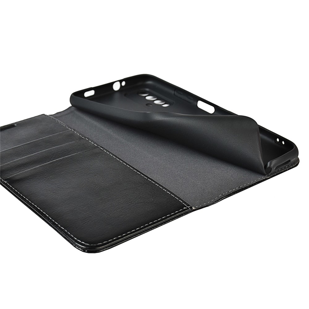 Genuine Leather Crazy Horse Texture Wallet Stand Phone Case Protector for Xiaomi Redmi Note 9 4G (Qualcomm Snapdragon 662) - Black-9