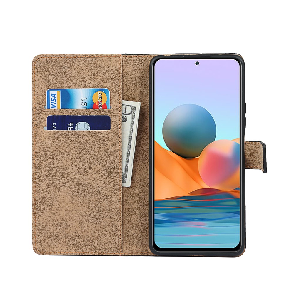 Wallet Stand Design Split Leather Phone Case Shell for Xiaomi Redmi Note 10 Pro-6
