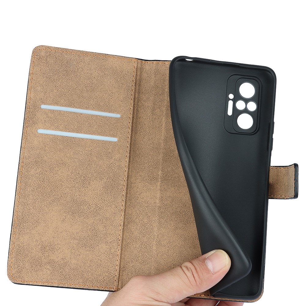 Wallet Stand Design Split Leather Phone Case Shell for Xiaomi Redmi Note 10 Pro-8