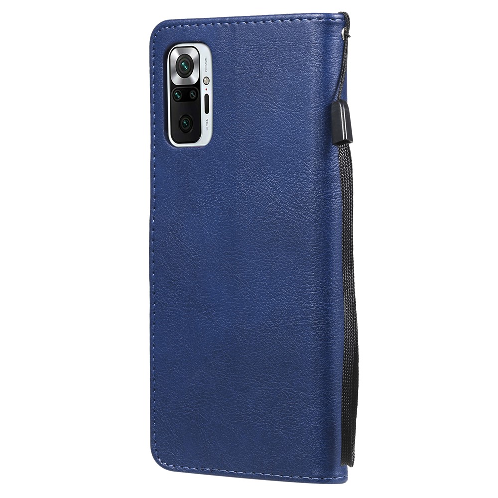 Wallet Stand Leather Phone Casing with Strap Casing for Xiaomi Redmi Note 10 5G / Poco M3 Pro 5G - Blue-3