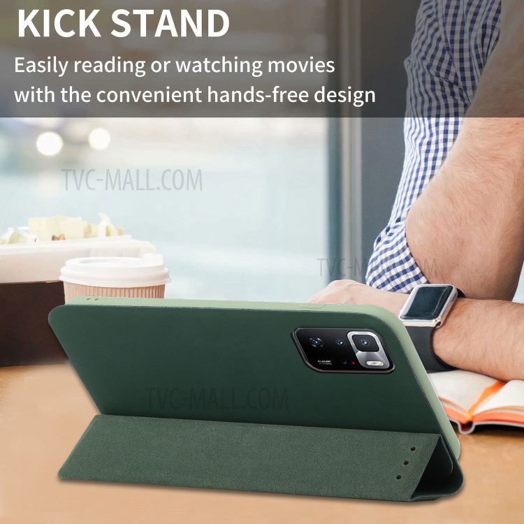 Wholesale Solid Color Skin-touch Leather Phone Case Trifold Stand Cover for Xiaomi  Redmi Note 10 Pro (China)/Poco X3 GT 5G - Blackish Green from China |  TVC-Mall.com