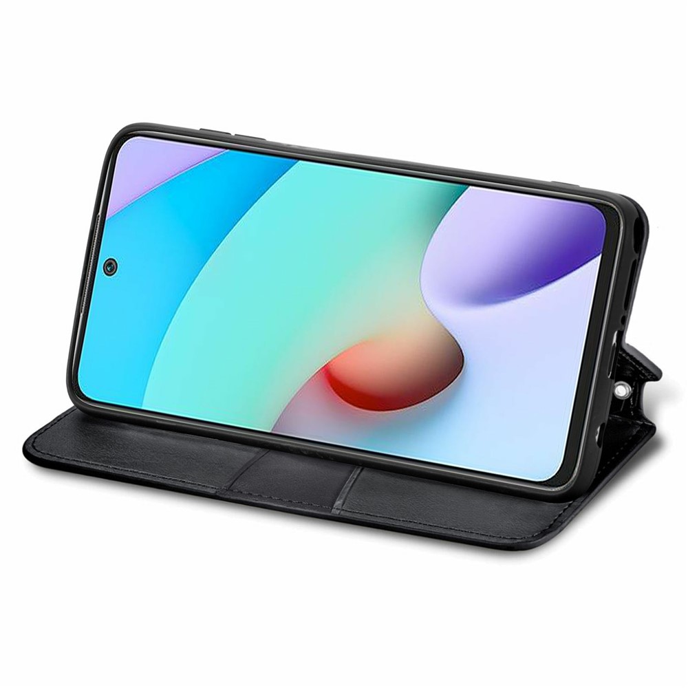 Wallet Stand Design Auto-absorbed Imprinting Mandala Flower Leather Phone Case Cover for Xiaomi Redmi 10/Redmi 10 Prime - Black-5