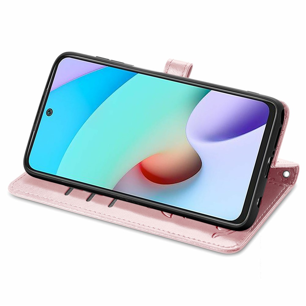 Stylish Cat Dog Pattern Imprint Magnetic Closure PU Leather Wallet Stand Case TPU Inner Shell Phone Cover for Xiaomi Redmi 10/10 Prime - Rose Gold-5