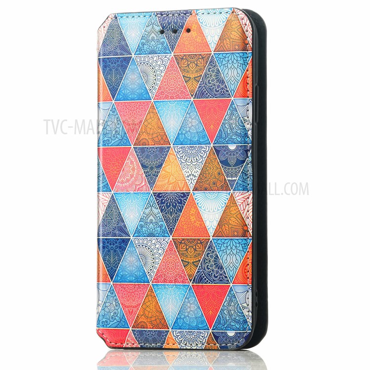 CASENEO 001 Series Adjustable Stand RFID Blocking Function Pattern Printing Leather Wallet Phone Cover Shell for Xiaomi Redmi Note 10 Pro 4G (Global)/(India) - Rhombus/Mandala-2