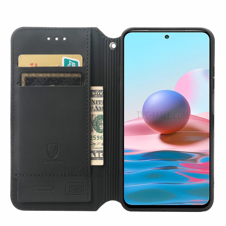 CASENEO 001 Series Adjustable Stand RFID Blocking Function Pattern Printing Leather Wallet Phone Cover Shell for Xiaomi Redmi Note 10 Pro 4G (Global)/(India) - Rhombus/Mandala-5