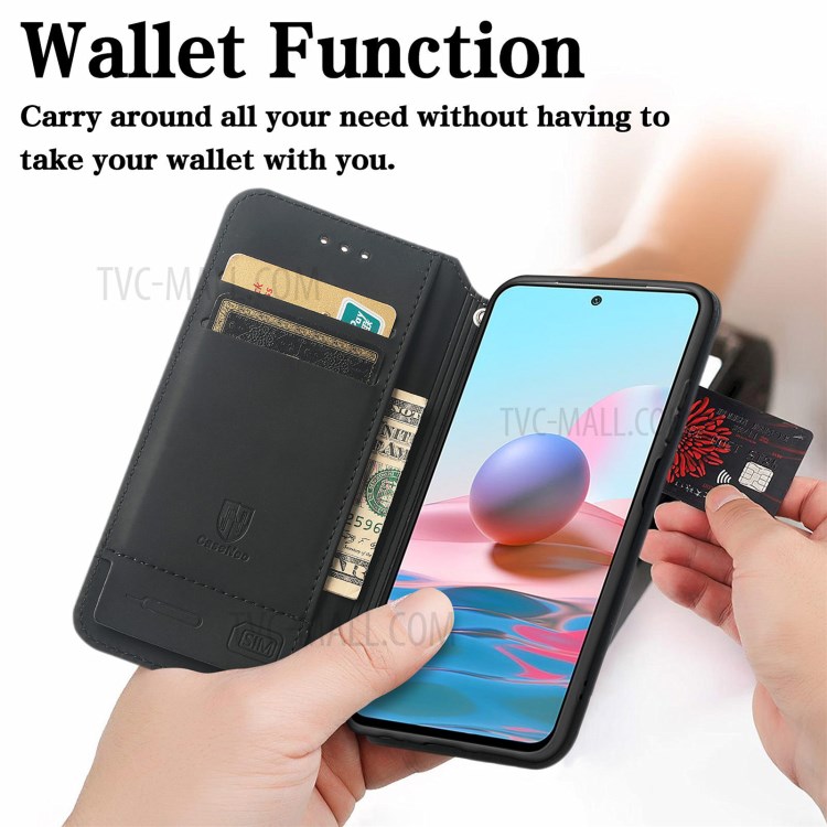 CASENEO 001 Series Adjustable Stand RFID Blocking Function Pattern Printing Leather Wallet Phone Cover Shell for Xiaomi Redmi Note 10 Pro 4G (Global)/(India) - Rhombus/Mandala-8