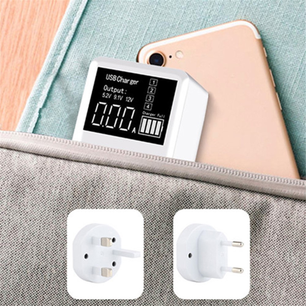A9T+ USB+Type C 4-Port 40W Quick Charge Wall Adapter PD QC 3.0 Fast Charger with LCD Display - US Plug-3