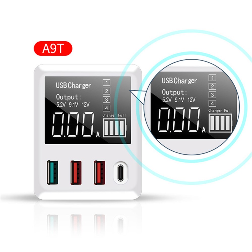 A9T 4-Port USB+Type C 40W Quick Charge QC 3.0 Wall Charger Mobile Phone Adapter - US Plug-7