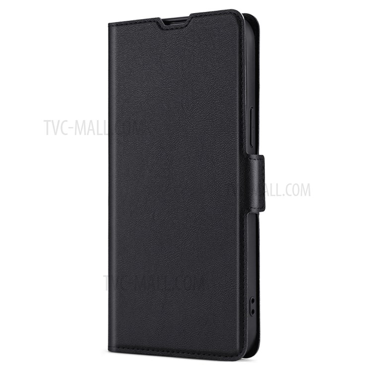 Side Magnetic Closure Stand Leather Shell with Card Slot Ultra-thin Cellphone Protector for Xiaomi Redmi Note 10 4G/Note 10S - Black-4