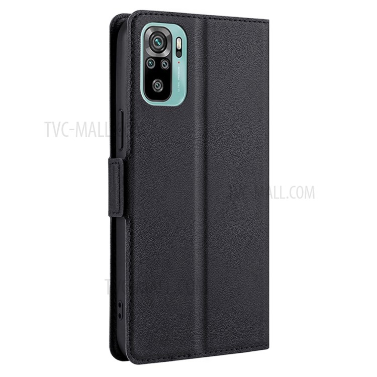 Side Magnetic Closure Stand Leather Shell with Card Slot Ultra-thin Cellphone Protector for Xiaomi Redmi Note 10 4G/Note 10S - Black-5